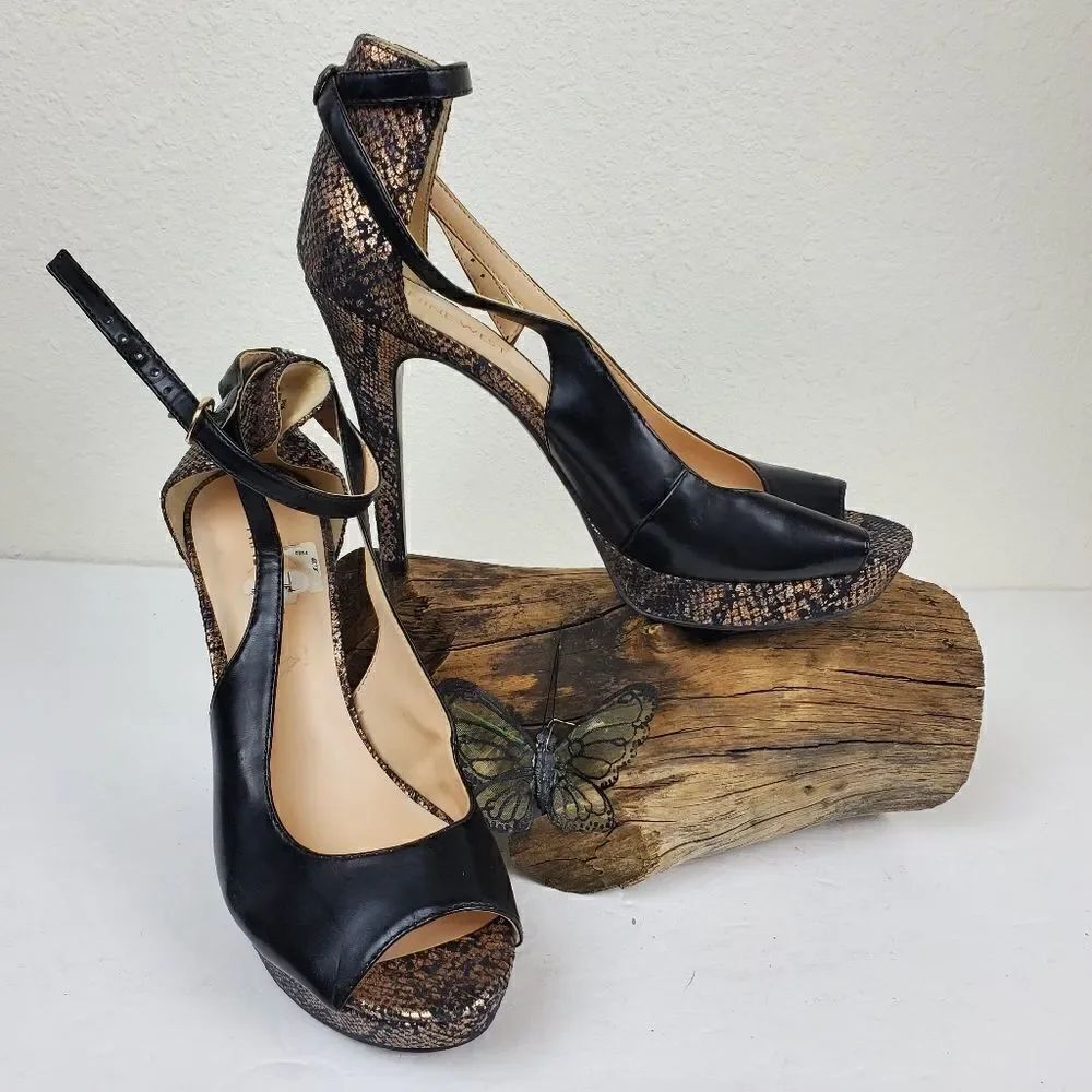 Nine west faux leather ankle strap heels